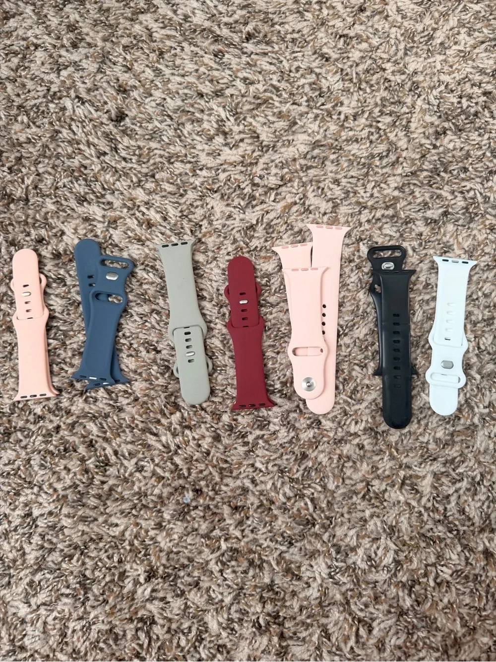 Assorted Silicone Watch Bands - Pink, Navy, Sage, Burgundy, Black, White